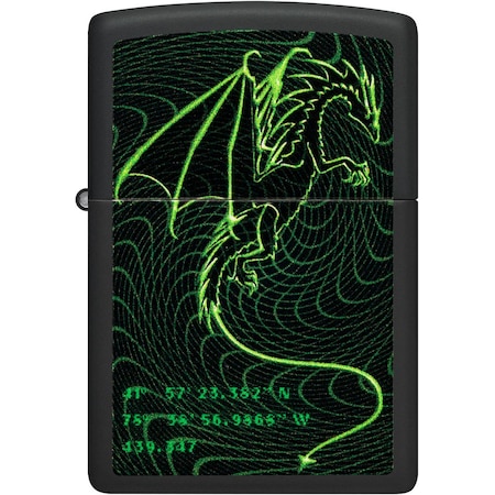 Zippo 2022N Zippo Price Fighter 218-Cyberpunk Dragon Design Black Matte ZIP-48497